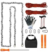 SENSILIN Rope Saw for Tree Limbs, 55 Inch Rope Chain Saw with 70 Sharp Teeth & 46 Feet Ropes Kit,...