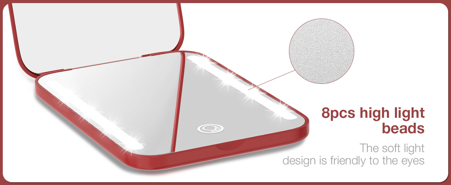 8 LEDs small travel mirror