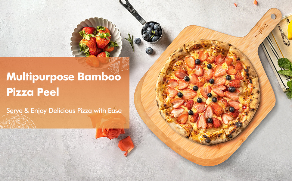 Multipurpose Bamboo Pizza Peel Serve &amp; Enioy Delicious Pizza With Ease 