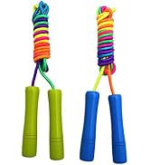 Homello Rainbow Jump Rope for Kids - Wooden Handle - 8.5FT Adjustable Nylon Braided Fitness Skipp...