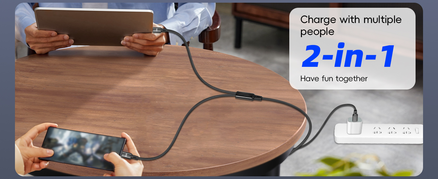 2 way double usb c charger cord