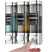 Wall-Mounted Shower Dispenser for Shampoo, Conditioner and Body Wash, 3-Chamber, 300ml Each, Refi...