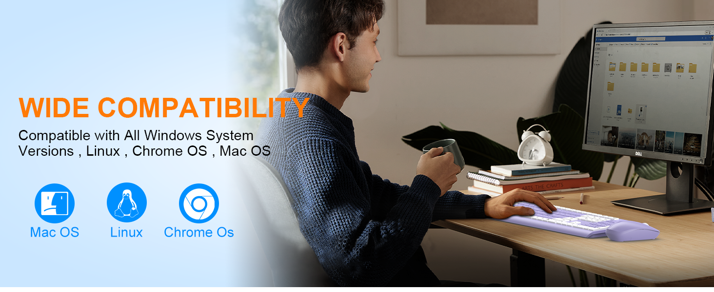 Wireless Keyboard and Mouse Combo, Full Size Silent Ergonomic Keyboard Mouse