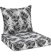 Favoyard Outdoor Seat Cushion 24 x 24 x 4 in Waterproof Pattern Fade Resistant Cover Removable Pa...