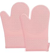 Hovico Silicone Oven Mitts, Heat Resistant 500F Kitchen Mitts 2PCS, 11.6" BPA-Free Soft Baking Gl...