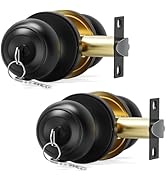 AmzGod Keyed Entry Door Knob with Lock, Interior and Exterior - Round Ball Door Knob with Lock an...