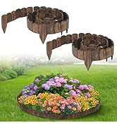 9.6ft L x 3.9in H Landscape Edging - 2Pack Sturdy Anti-Corrosive Wood Garden Edging Border, Low-P...