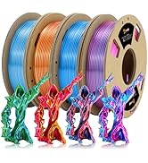 LOVOON 3D PLA Filament 1.75mm, Dual Colors 3D Printer Filament Bundle (Blue-Rose Red Gold-Red Blu...