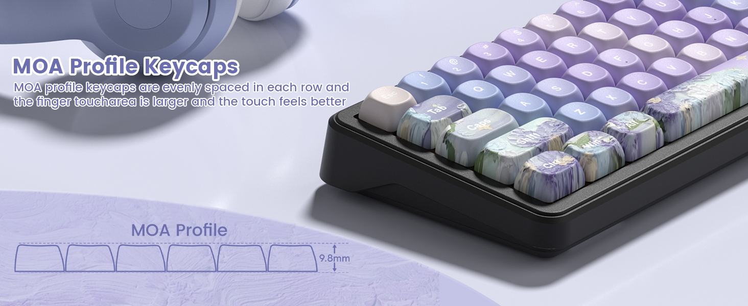 PBT Keyboard keycaps Set,Purple moa keycaps,Violet Theme Dye Sub custom Keycaps,Japanese Cute keycap