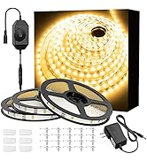 Onforu 49.2ft Warm White LED Strip Lights, 3000K Warm White Dimmable Strip Lighting, 2835 LEDs Ta...