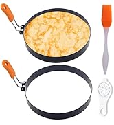 Pancake Ring for Griddle,2 Packs 6 Inch Omelette Ring for Griddle,6" Non-stick Stainless Steel Pa...