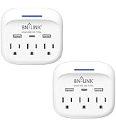 BN-LINK Multi Plug Outlet Extender 2 Pack, 3 Wall Outlets Outlet Splitter with 3 USB Ports(1 USB ...