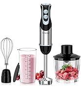 FRESKO 4-in-1 Immersion Blender - 500W Powerful Stick Blender with 12-Speeds &amp; Turbo Mode, Anti-S...