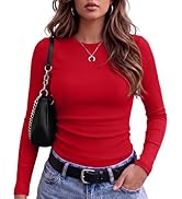 Zeagoo Women Long Sleeve Tops Crewneck Ribbed Knit Fitted Tshirts Dressy Casual Basic Tee 2026 Su...