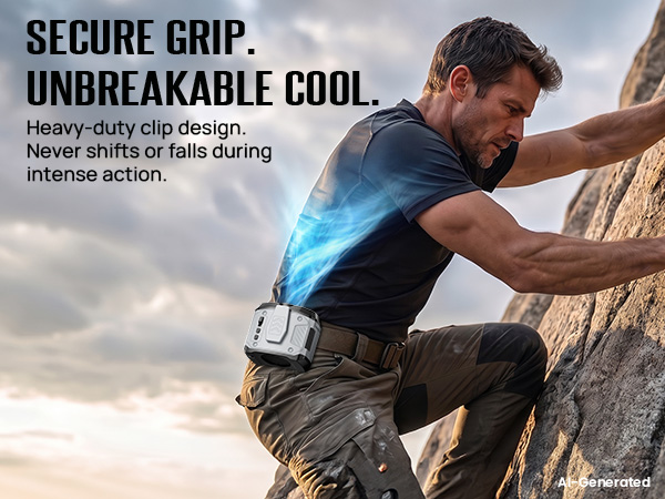 Heavy-duty clip helps the clip on waist fan stay secure during movement and outdoor work