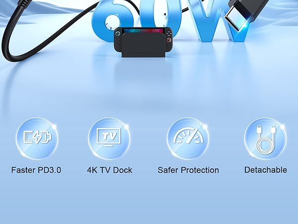 Switch 2 60W Extra Long Charger for Nintendo 2