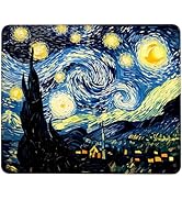 PLSOZRYL Starry Night Oil Painting Mouse Pad 9.5 x 7.9 Inch Desk Pad Stitched Non-Slip Rubber Off...