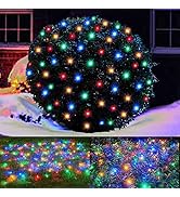 LED Christmas Net Lights Outdoor Christmas Decorations for bushes,100LED 5ftx5ft Connectable Gree...