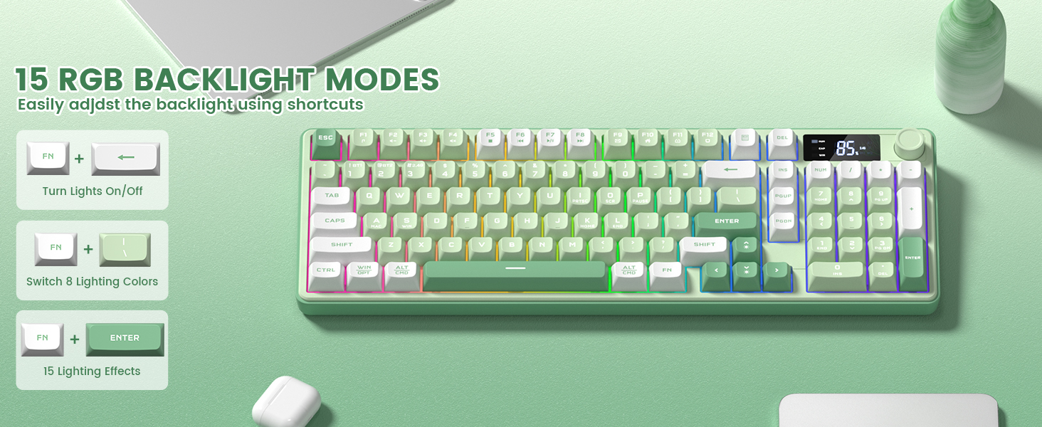 15 RGB BACKLIGHT MODES