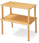 VERTORGAN Cabinet Organizer Shelf(Set of 2),Kitchen Counter Shelves,Bamboo Stackable Expandable S...