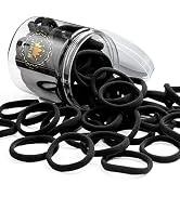 JIRIS 50Pcs Black Hair Ties for Women Girls,Cotton Seamless Hair Ties, Soft Ponytail Holders,No C...