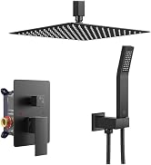 FORIOUS Rain Shower System, 10 Inch Shower Head System, Black Shower Faucet Set, Shower Heads wit...