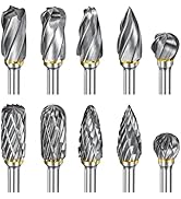Carving Bits Compatible with Dremel, 10Pcs Carbide Burr Set Grinding Bits with 1/8" Shank, Die Gr...