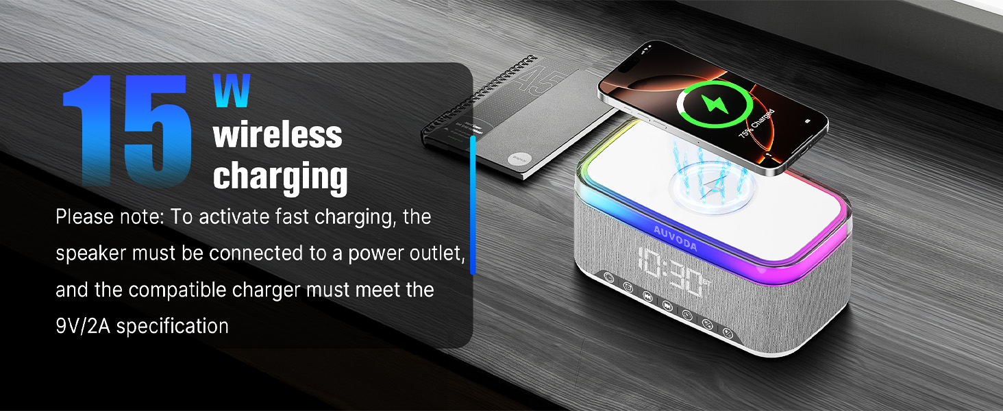 Bluetooth Speaker with 15W Fast Wireless Charging