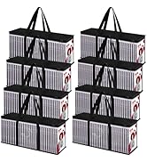QTLCOHD 8 Pack DVD Storage Bags, Black Media Organizer Bag for DVDs, CDs, Blu Ray Disc, Video Gam...