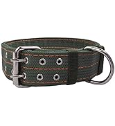 Buckle Dog Collar, 2 Wide Adjustable Nylon Military Tactical Dog Collars, 2-Rows D Ring Heavy Dut...