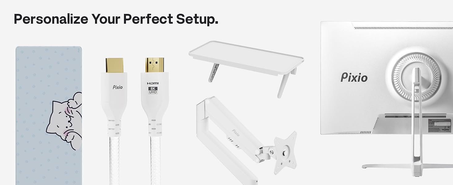 Pixio PX278 Wave White 27 inch 180Hz Refresh Rate Quad HD 1440p Resolution Fast IPS Panel 1ms GTG Re...