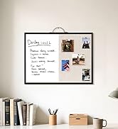 White Board Linen Bulletin Board Combo, 16x12 Double-Sided Magnetic Dry Erase Cork B...