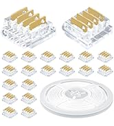 RGBZONE 20Pcs 4 Pin 10mm LED Strip Connectors Strip to Wire Connector and 32.8FT/10M 4 Pin RGB Ex...