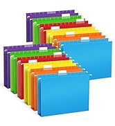 V-Opitos 12 Pack 1 Inch Expansion Hanging File Folders, Letter Size Hanging Folders with 1/5-Cut ...