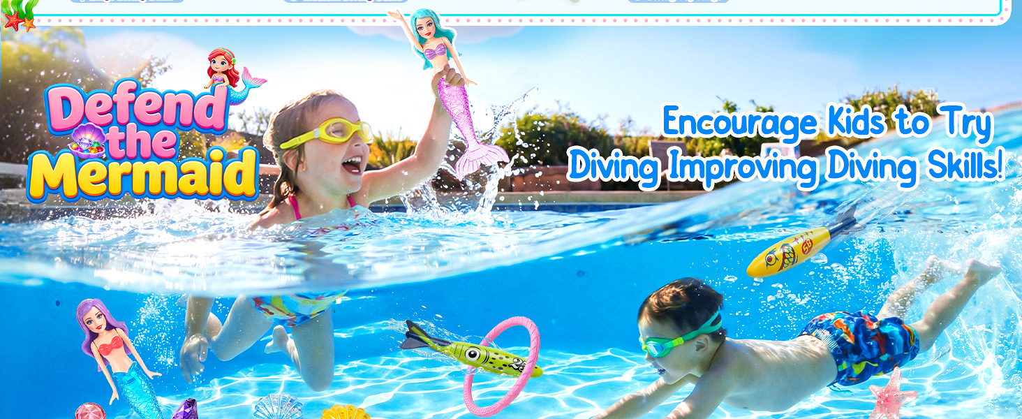 Mermaid Chest, Shark Dive,Diving Rings Summer Swimming Pool Party Sinking Toy