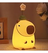 Okayera Cute Capybara Night Light, Squishy Animal Flower Lamp with USB Rechargeable Timer Dimmabl...