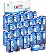 HW CR123A 3V Lithium Battery, [24-Pack] 1700mAh High Capacity CR17345, 3 Volt 123 Batteries for F...