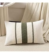 Fancy Homi Set of 1 Boho Olive Green Lumbar Decorative Throw Pillow Cover 12x20 Inch for Couch Be...