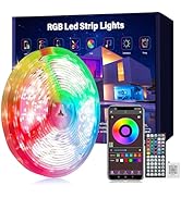 Ledagic 50 ft LED Lights for Bedroom Music Sync RGB LED Strip Lights with APP & Remote Control LE...
