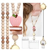 YAVVOZH Teacher Lanyard with Id Holder, Cute Lanyards for Id Badges Keys, Retractable Natural Woo...