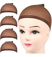 Fandamei 4 pieces Dark Brown Stocking Wig Caps Stretchy Nylon Wig Caps for Women