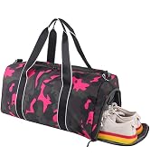 mezhsa Kids Overnight Duffle Bag Girls Boys Sports Gym Bag with Shoe Compartment Wet Pocket Camou...