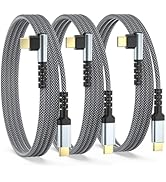 Pofesun 3Pack Gold-Plated Right Angle USB C to USB C Cable-Black