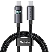 mcdodo 100W USB C to USB C Charging Cable with Horizontal LED Display 4ft Length Nylon Braided US...