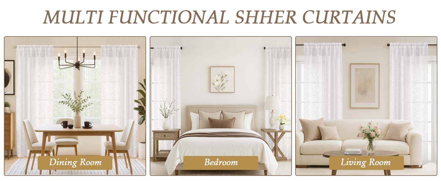 Sheer Curtains 84 Inches Long 2 Panels Set