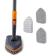 CLEANHOME Tile Tub Scrubber Brush with 3 Different Function Cleaning Heads and 56" Extendable Lon...