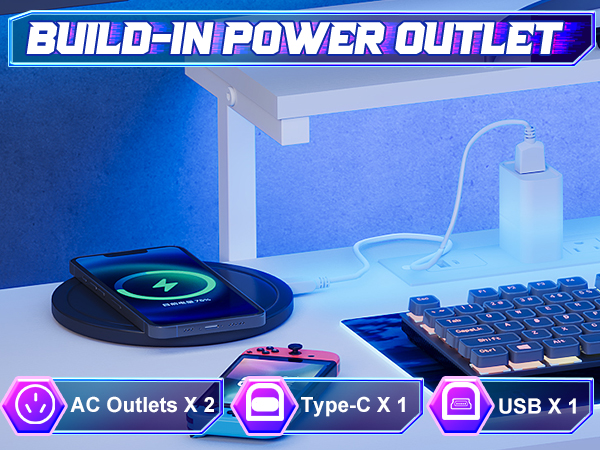 gaming desk with outlets