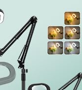 KMDES 2 in 1 Floor Magnifying Glass with Light and Stand, Three-axis Rotation Infinite Color Dimm...