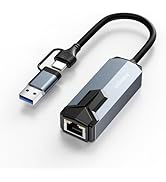 Viilinany 2.5G USB C to Ethernet Adapter, 2-in-1 Ethernet Adapter for Laptop, 2.5G/1G/100Mbps RJ4...