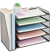 OPNICE Desk Organizer, 5-Tier Paper Organizer Letter Tray with Magazine Holder, Office Desk Acces...